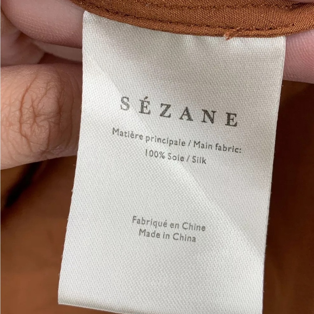 Sezane Jules Brown 100% Silk Blouse Size 34 - Picture 5 of 6
